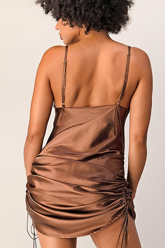 Slip into this Chocolate slip Dress